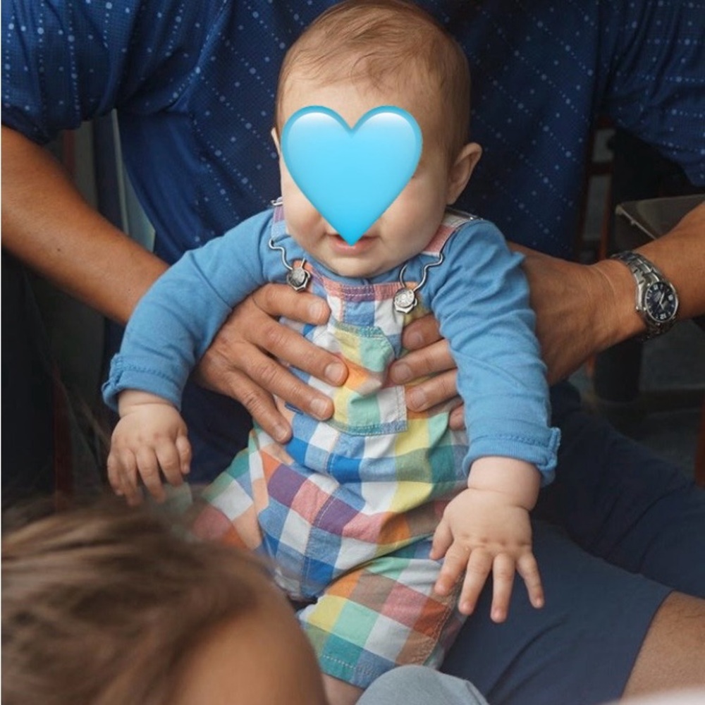 Baby Boden Blue and Red Checkered Bib